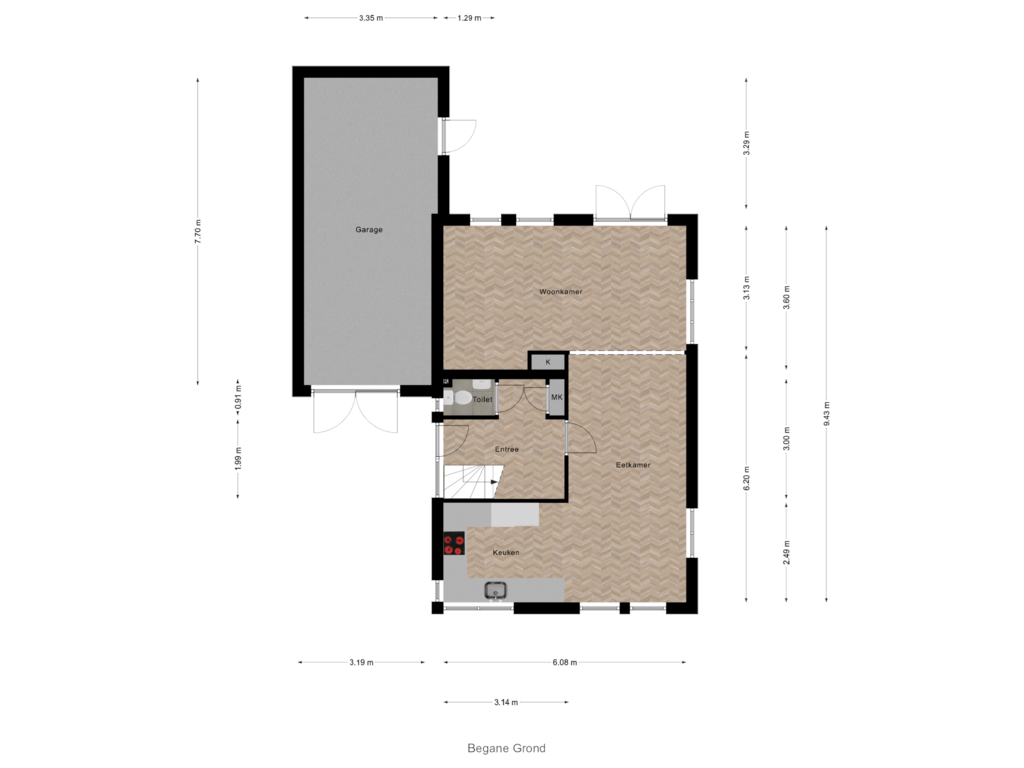 View floorplan of Begane Grond of Lepelaar 40