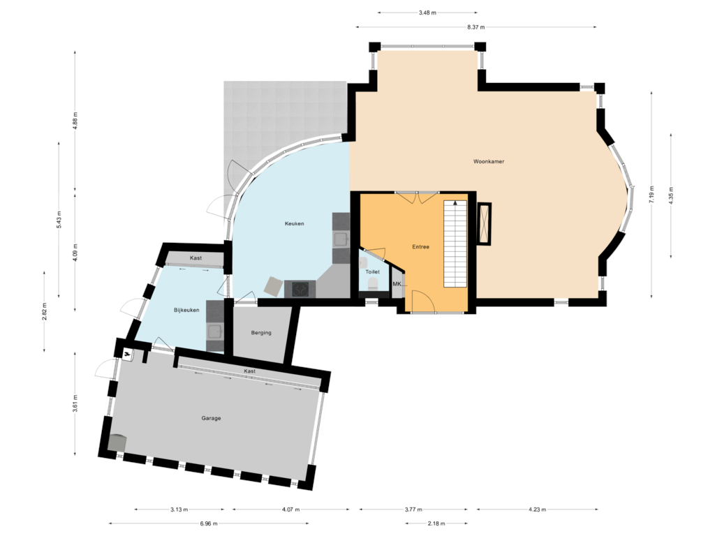 Bekijk plattegrond van Begane grond van Poelruiter 7