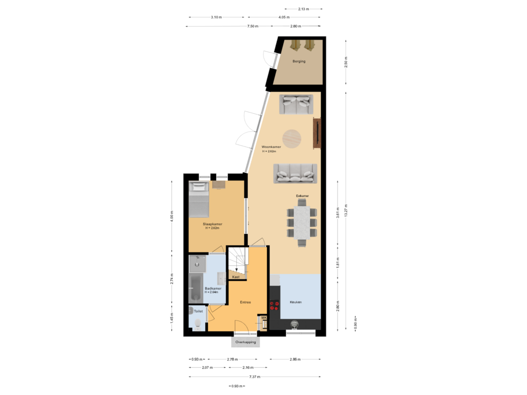 Bekijk plattegrond van Begane grond van Van Oldenbarneveltstraat 4