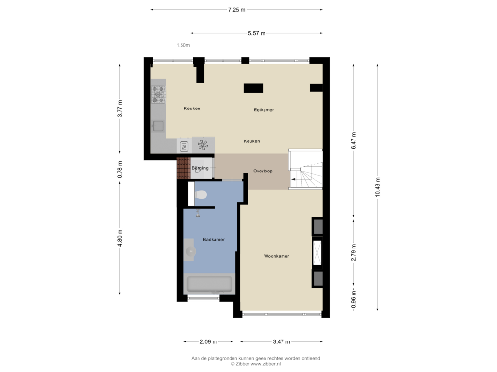 View floorplan of Tweede Verdieping of Dercksenstraat 9