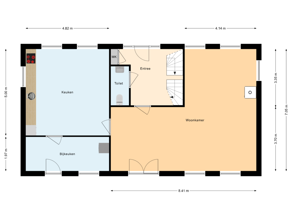 Bekijk plattegrond van Begane Grond van Veldstraat 8