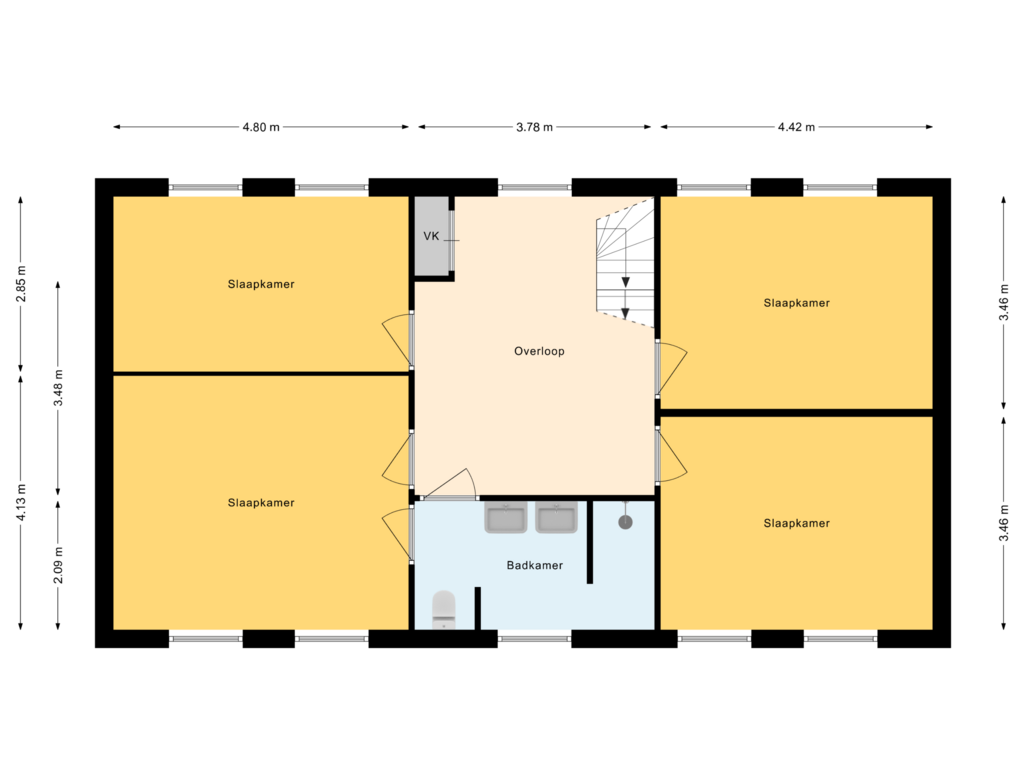 Bekijk plattegrond van 1e Verdieping van Veldstraat 8