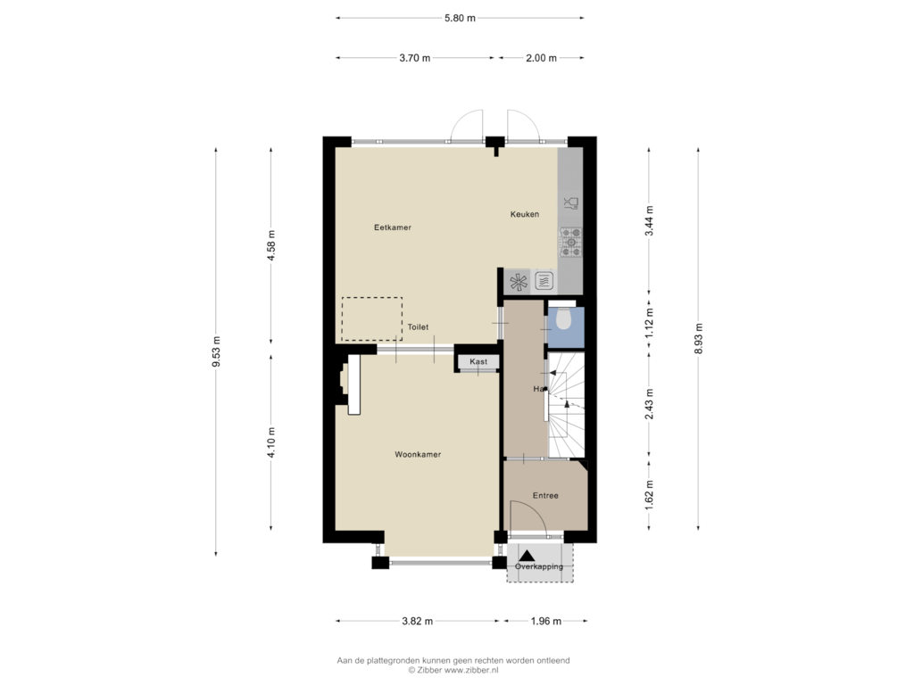 View floorplan of Begane grond of Petrus Dondersstraat 27