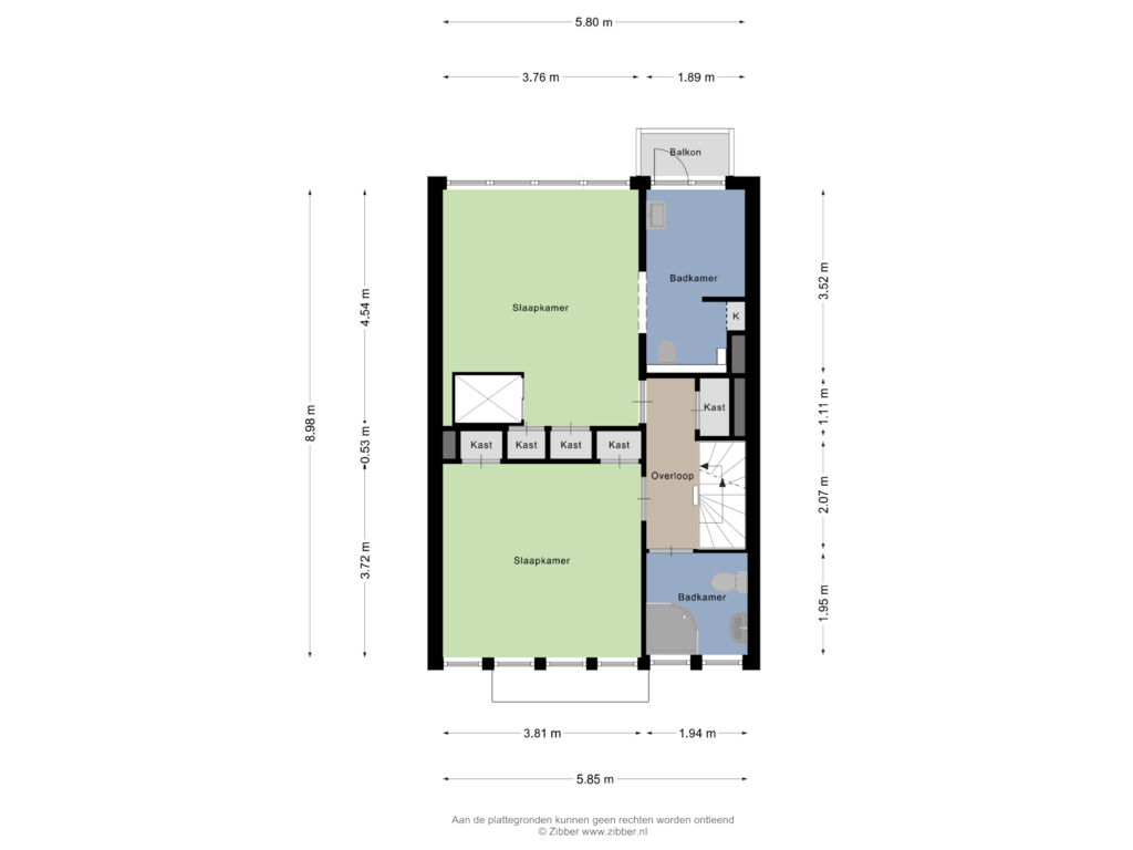 View floorplan of Eerste verdieping of Petrus Dondersstraat 27