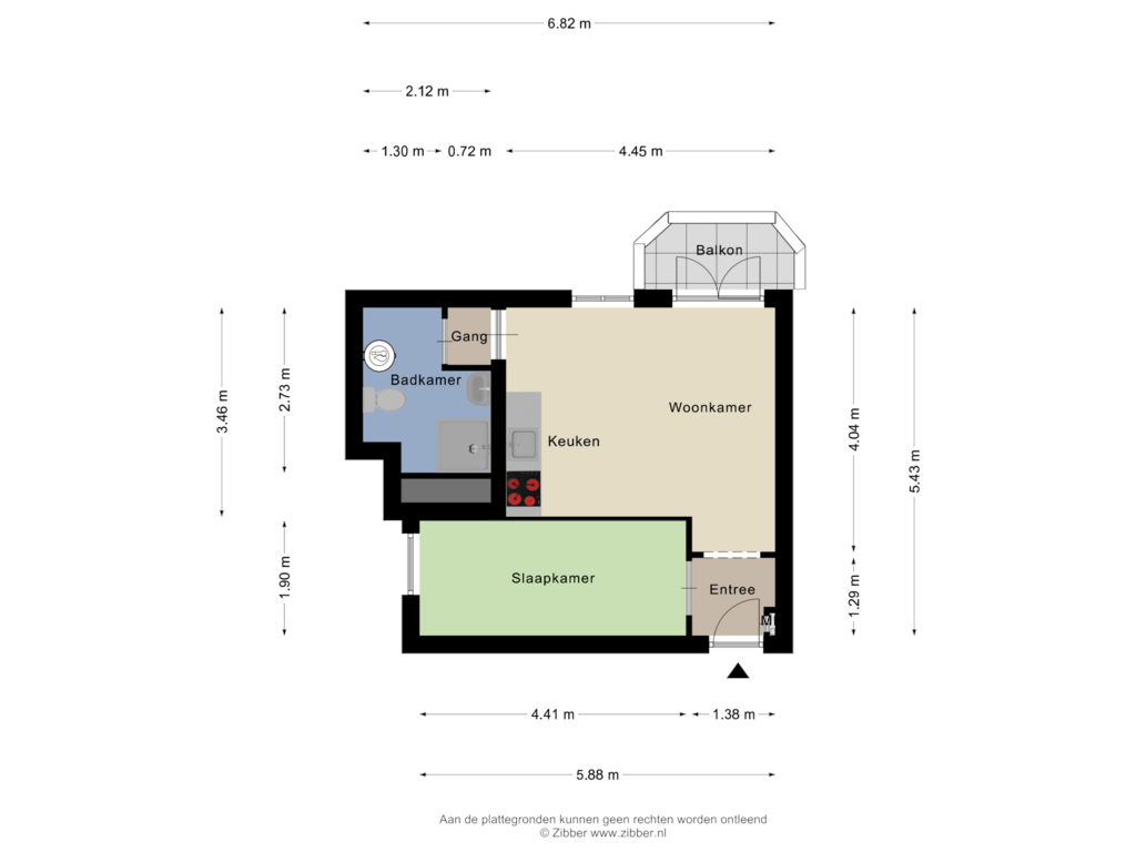 View floorplan of Appartement of Kruisstraat 4-B