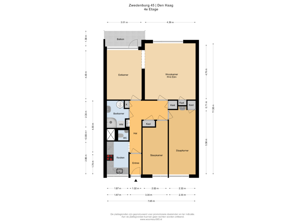 Bekijk plattegrond van 4e Etage van Zwedenburg 45