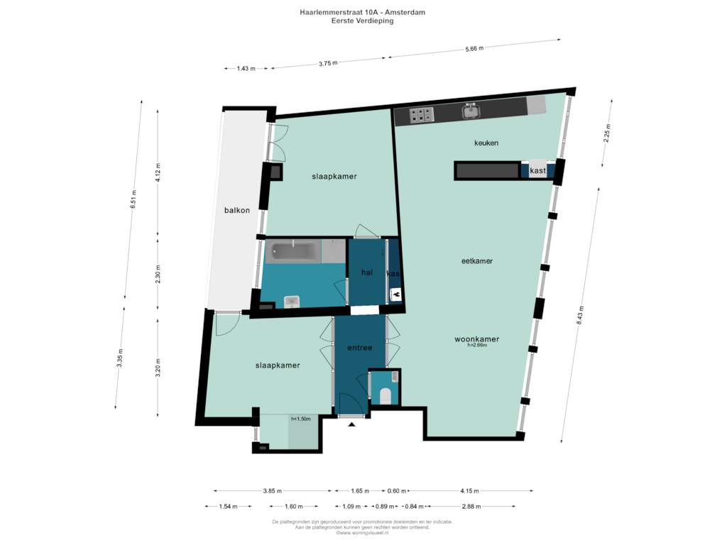 Bekijk plattegrond van EERSTE VERDIEPING van Haarlemmerstraat 10-A