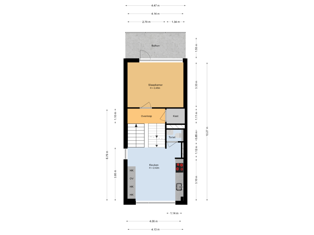 View floorplan of 1e verdieping of Karolingersweg 222