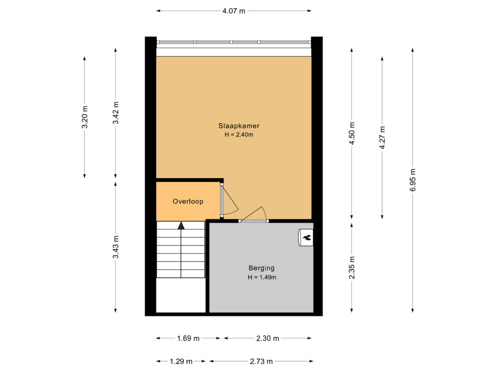 View floorplan of 2e verdieping of Karolingersweg 222