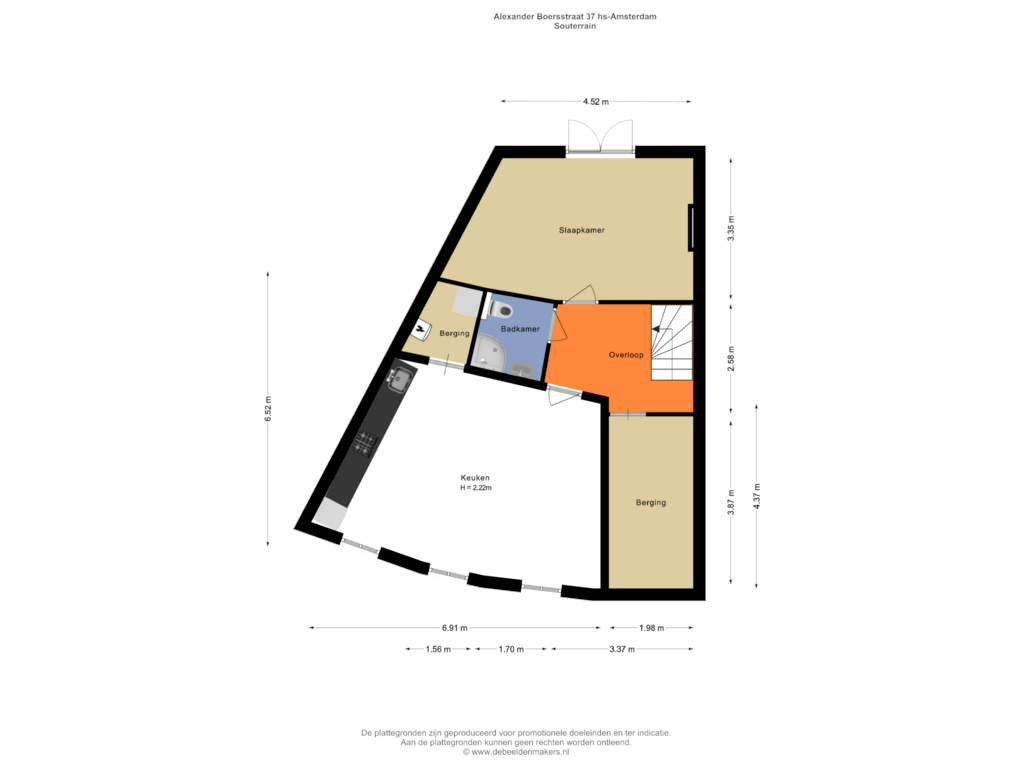 Bekijk plattegrond van Souterrain van Alexander Boersstraat 37-H