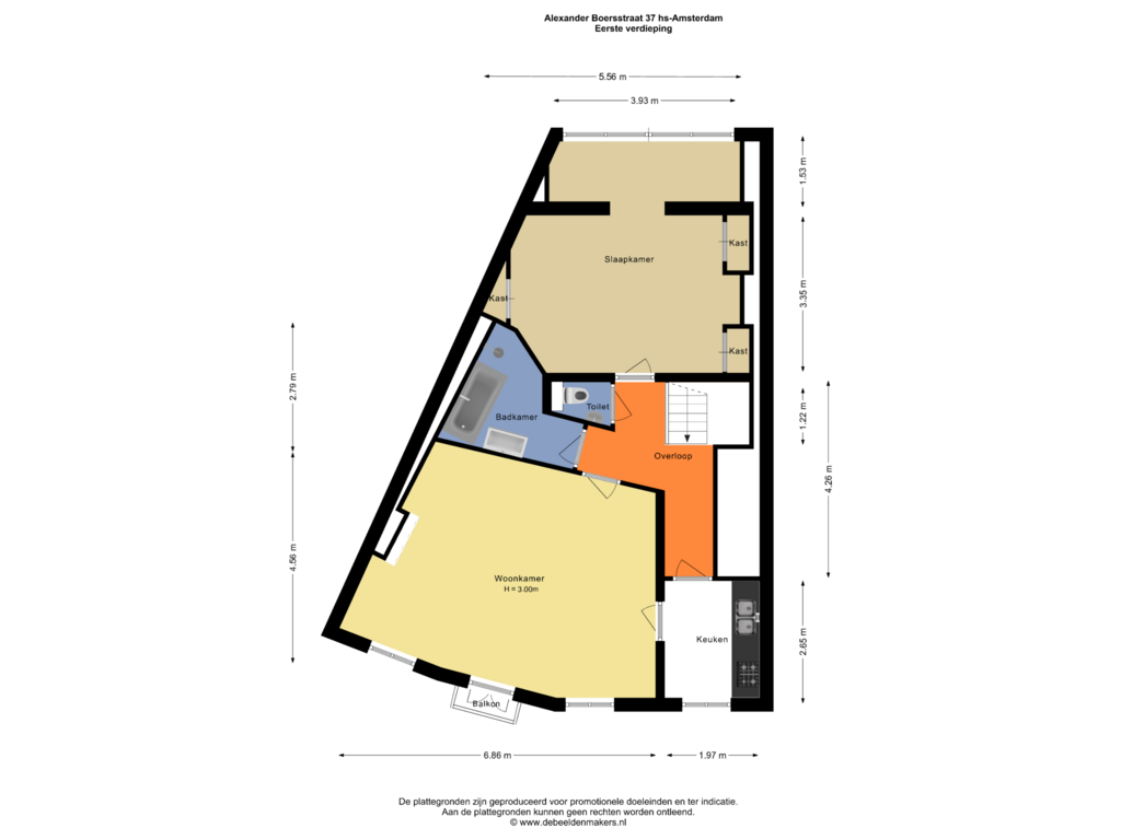 Bekijk plattegrond van Eerste verdieping van Alexander Boersstraat 37-H