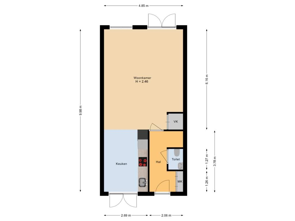 Bekijk plattegrond van begane grond van Hertshooistraat 12