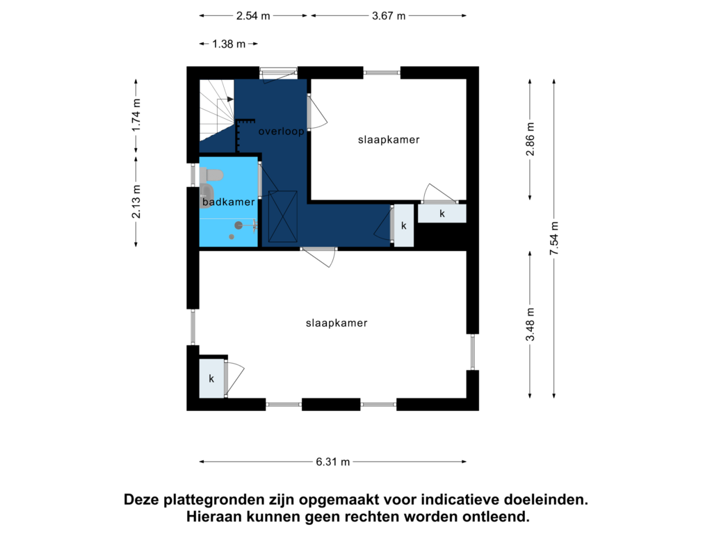 View floorplan of 1e verdieping of Noord-Spierdijkerweg 201