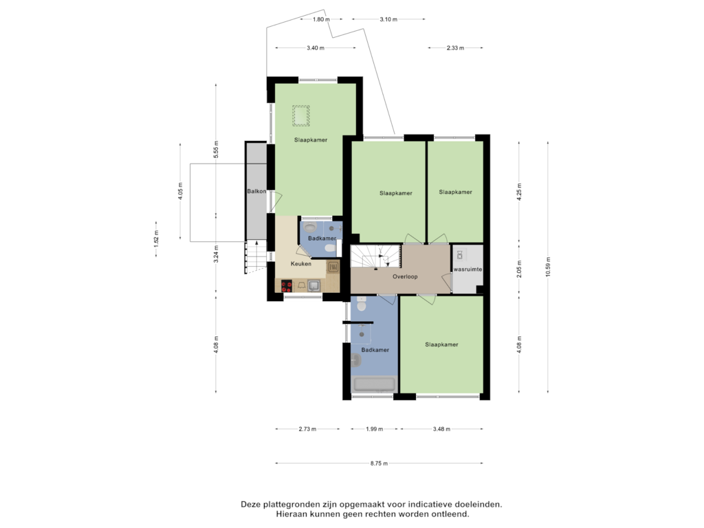 Bekijk plattegrond van Eerste Verdieping van Bachlaan 174