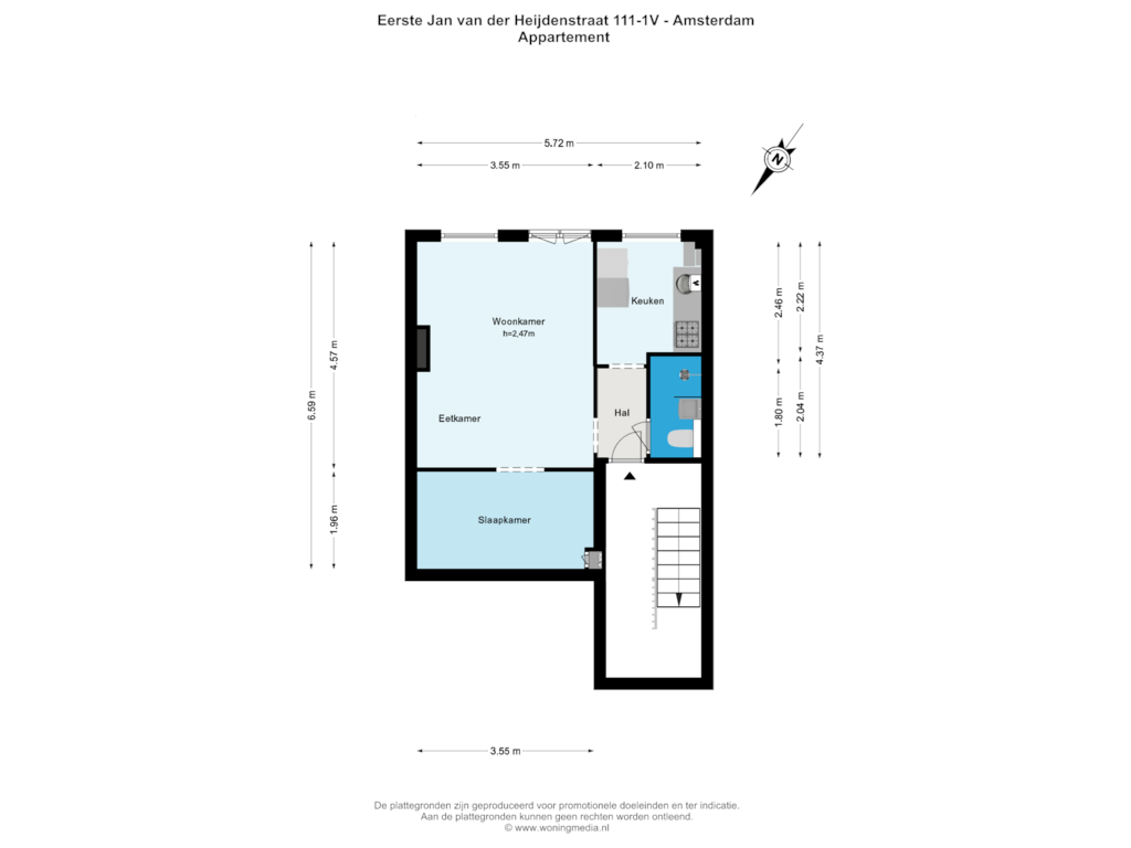 View floorplan of Appartement of Eerste Jan van der Heijdenstraat 111-1V