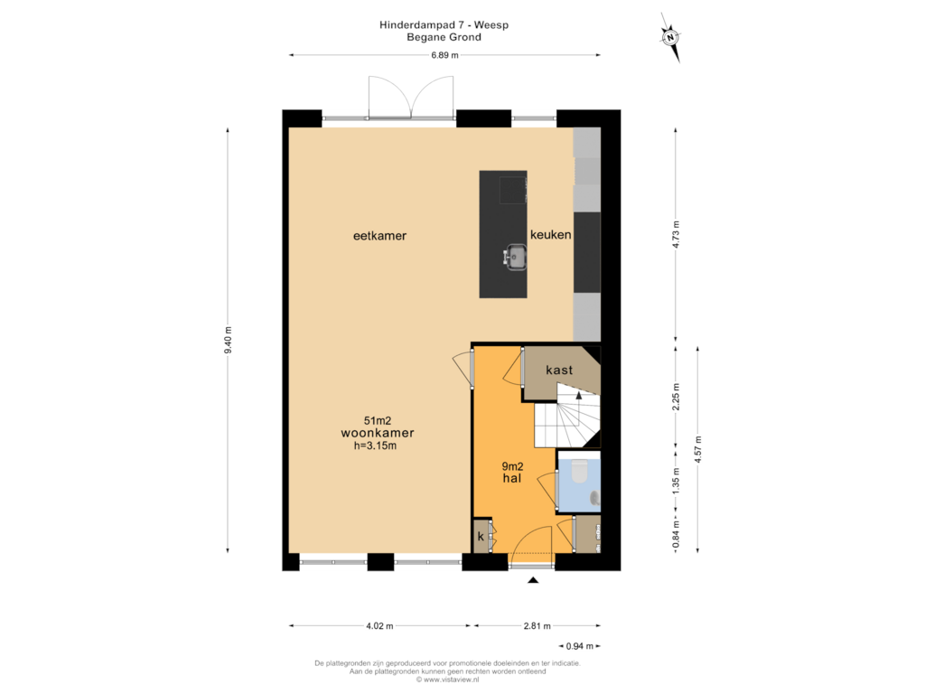 View floorplan of BEGANE GROND of Hinderdampad 7