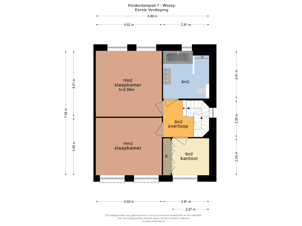 View floorplan of EERSTE VERDIEPING of Hinderdampad 7