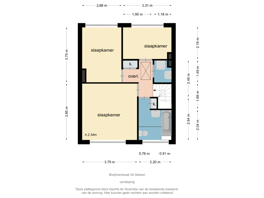 Bekijk plattegrond van verdieping van Breitnerstraat 34