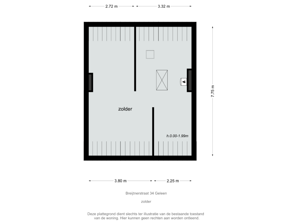 Bekijk plattegrond van zolder van Breitnerstraat 34