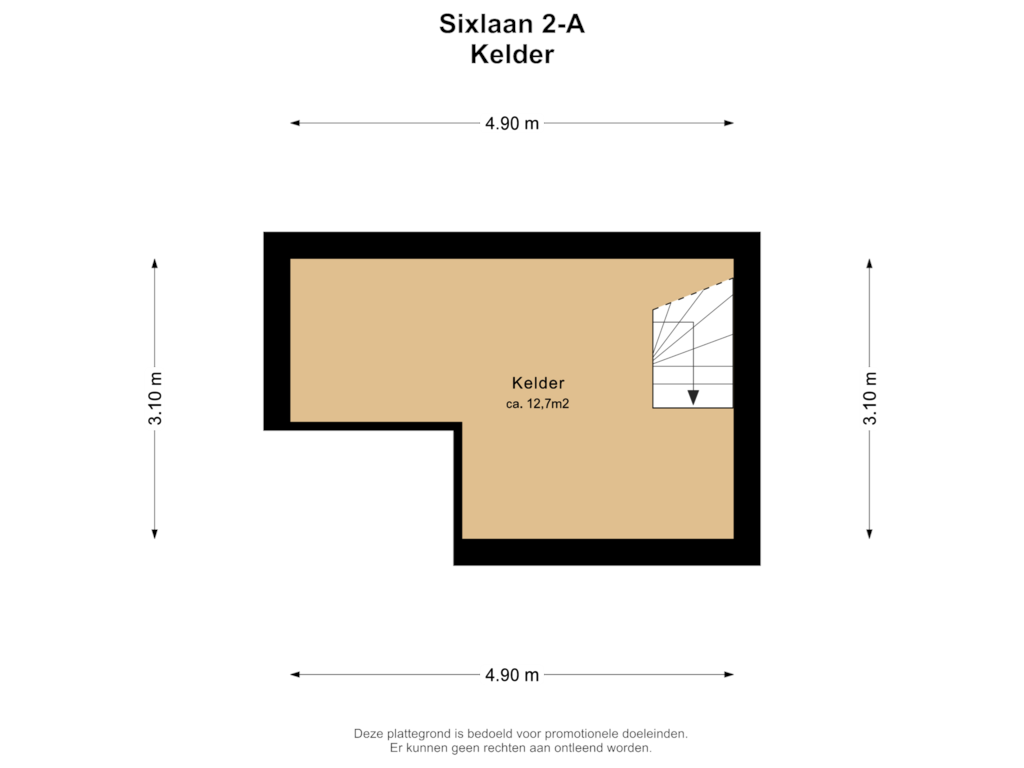 Bekijk plattegrond van Kelder van Sixlaan 2-A