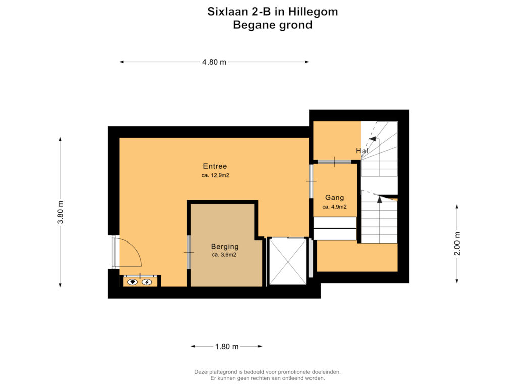 Bekijk plattegrond van Begane grond van Sixlaan 2-B