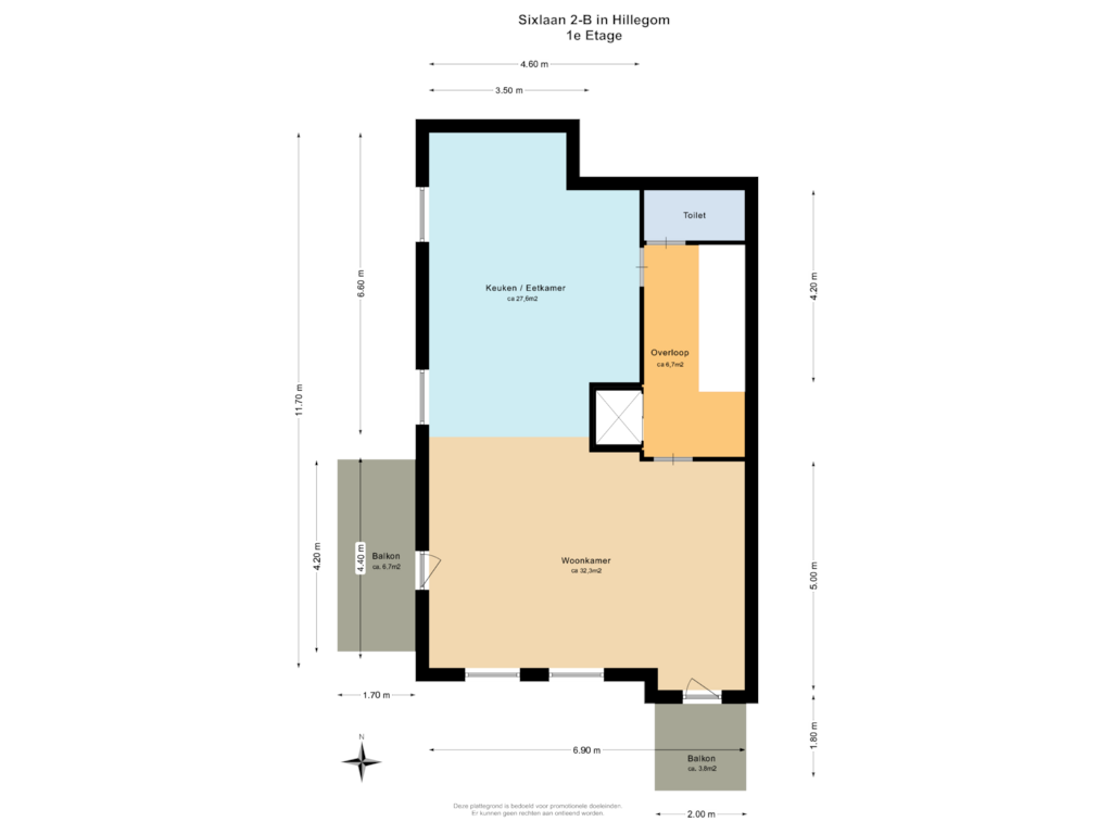 Bekijk plattegrond van 1e Etage van Sixlaan 2-B