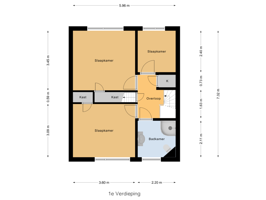 Bekijk plattegrond van 1e Verdieping van Wingerdstraat 32