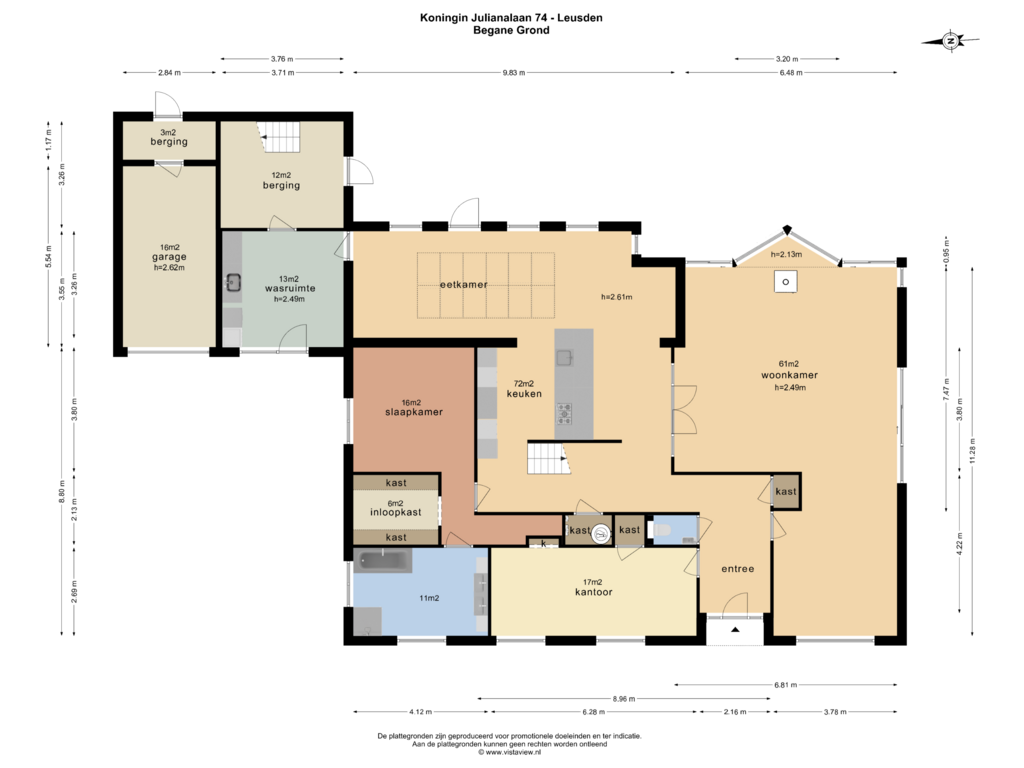 Bekijk plattegrond van BEGANE GROND van Koningin Julianalaan 74