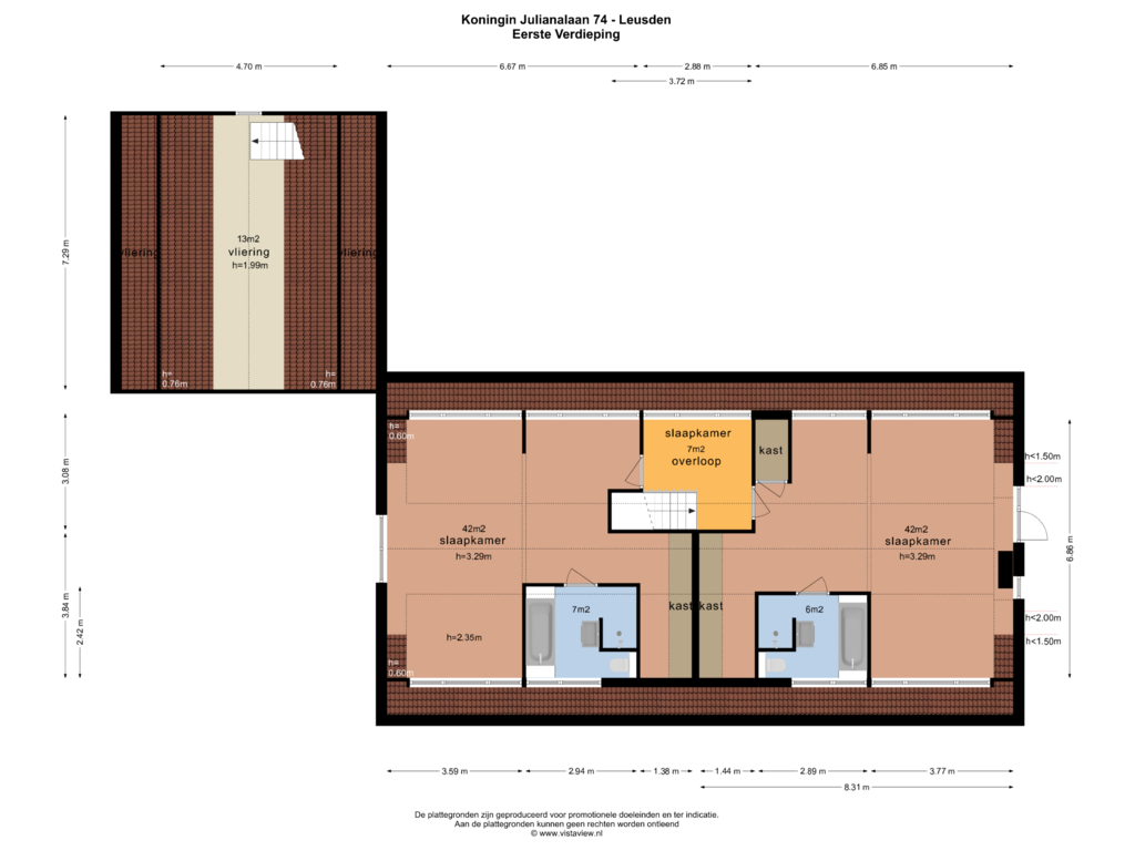 Bekijk plattegrond van EERSTE VERDIEPING van Koningin Julianalaan 74