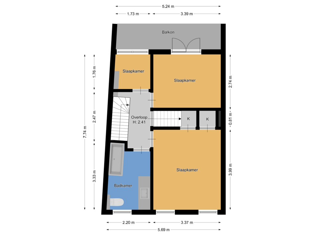 View floorplan of Eerste verdieping of St. Vitusstraat 35