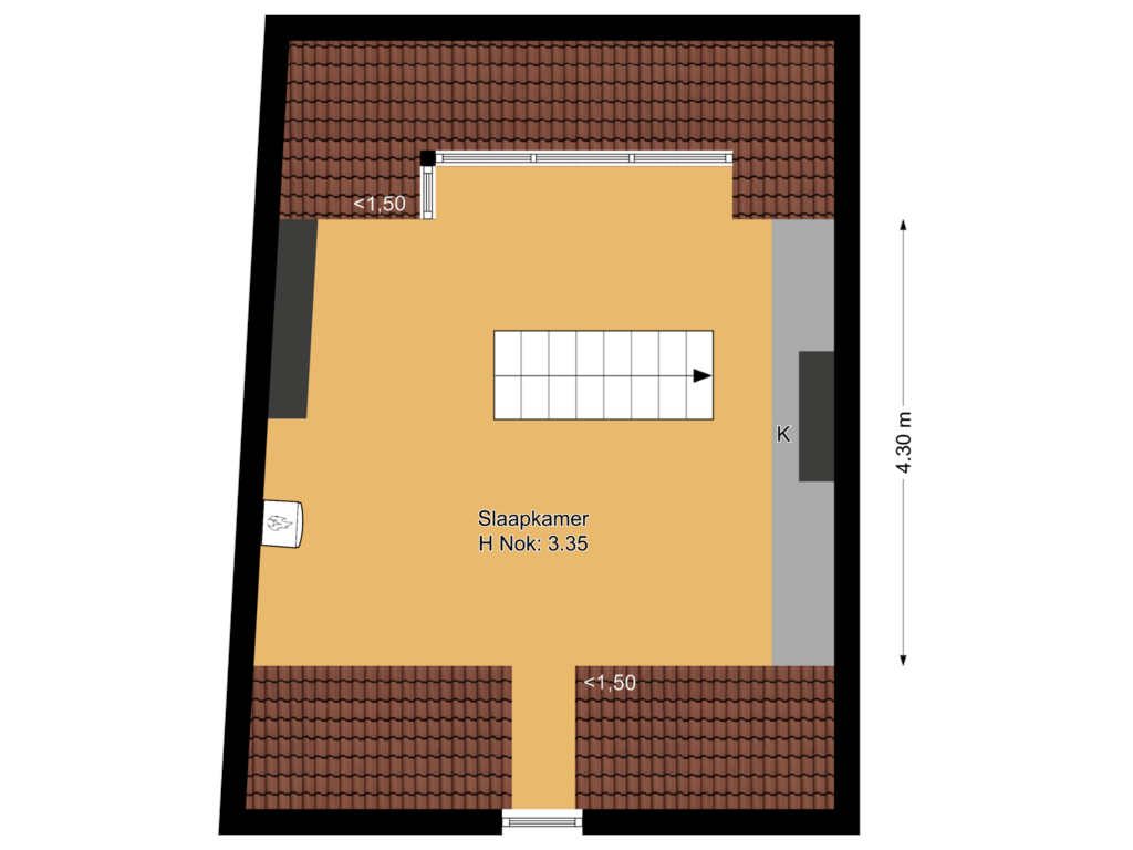 View floorplan of Tweede verdieping of St. Vitusstraat 35