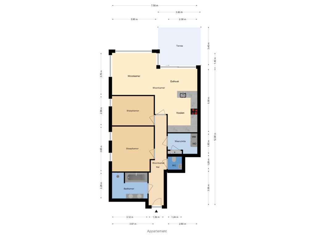 View floorplan of Appartement of De Monchyplein 103