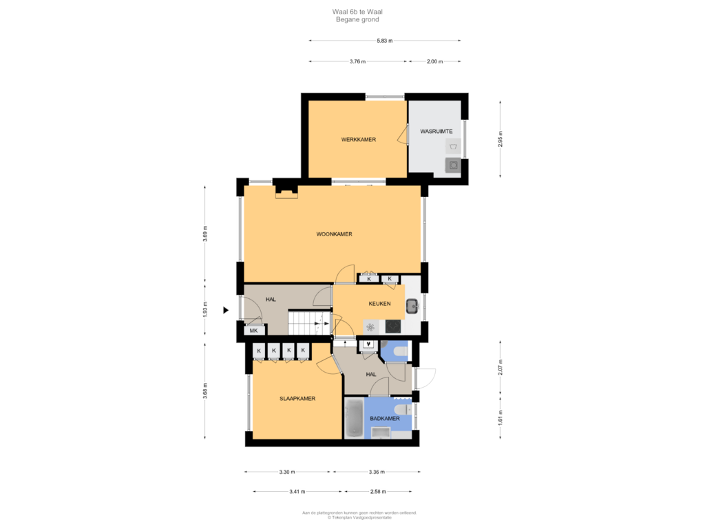 Bekijk plattegrond van Begane grond van Waal 6-B