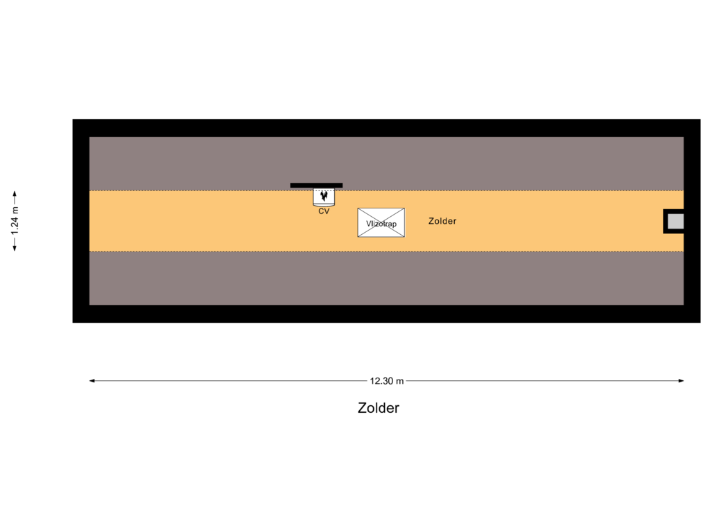 View floorplan of Zolder of Gravenstraat 27