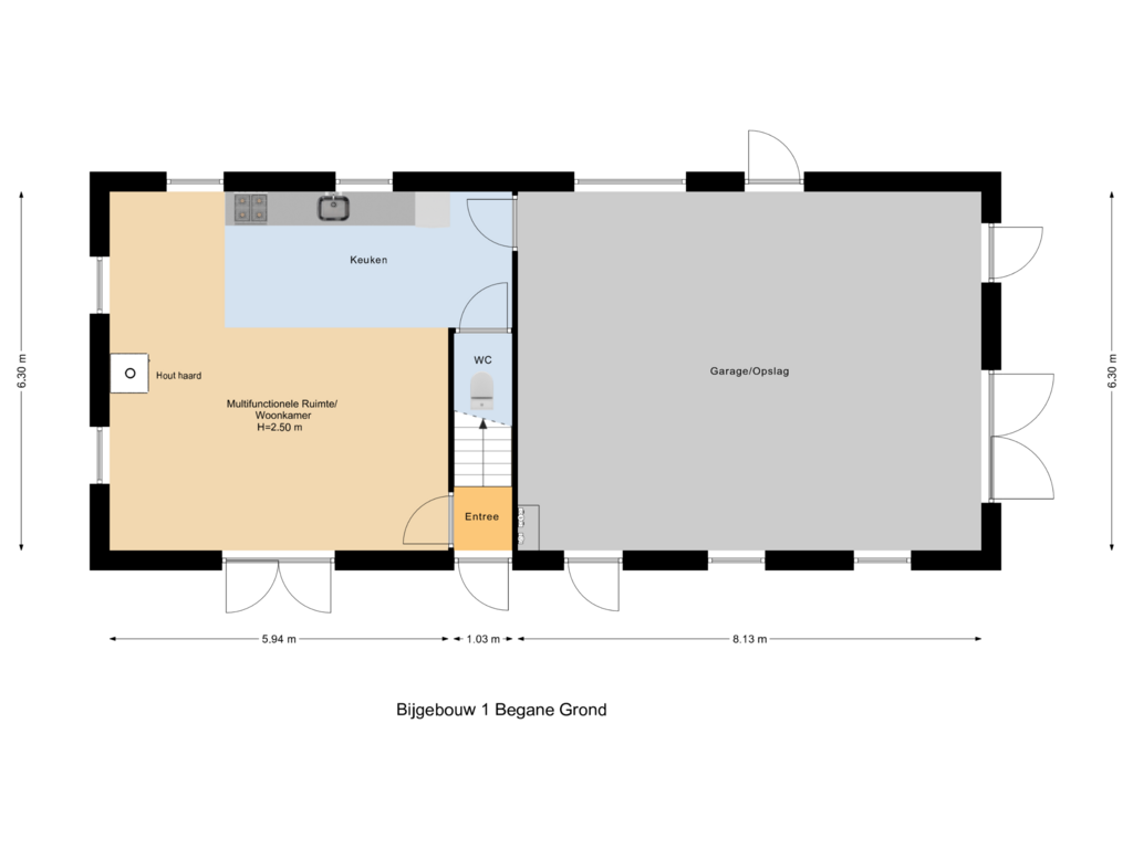 View floorplan of Bijgebouw 1 Begane Grond of Gravenstraat 27