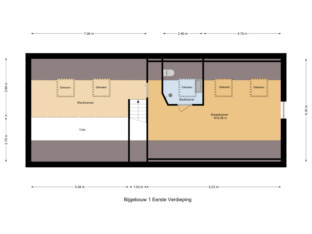 View floorplan of Bijgebouw 1 Eerste Verdieping of Gravenstraat 27