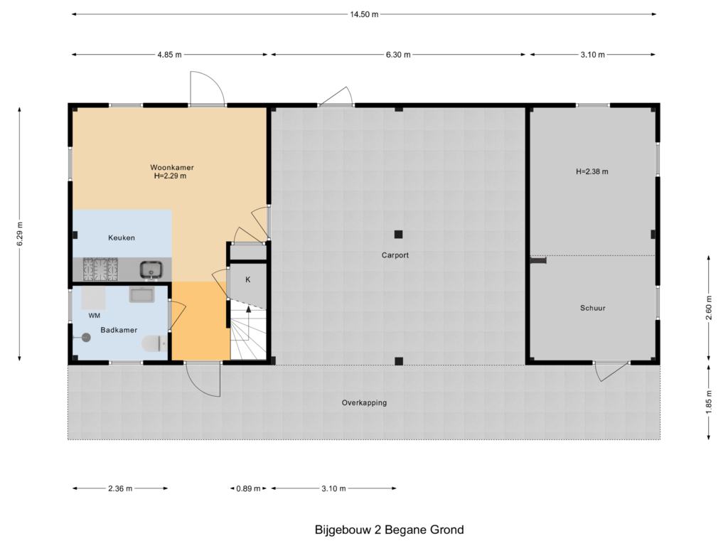 View floorplan of Bijgebouw 2 Begane Grond of Gravenstraat 27