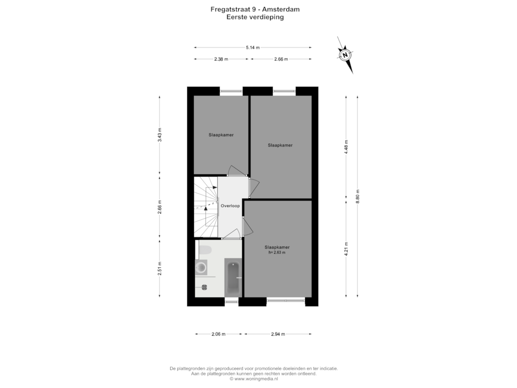 View floorplan of Eerste verdieping of Fregatstraat 9