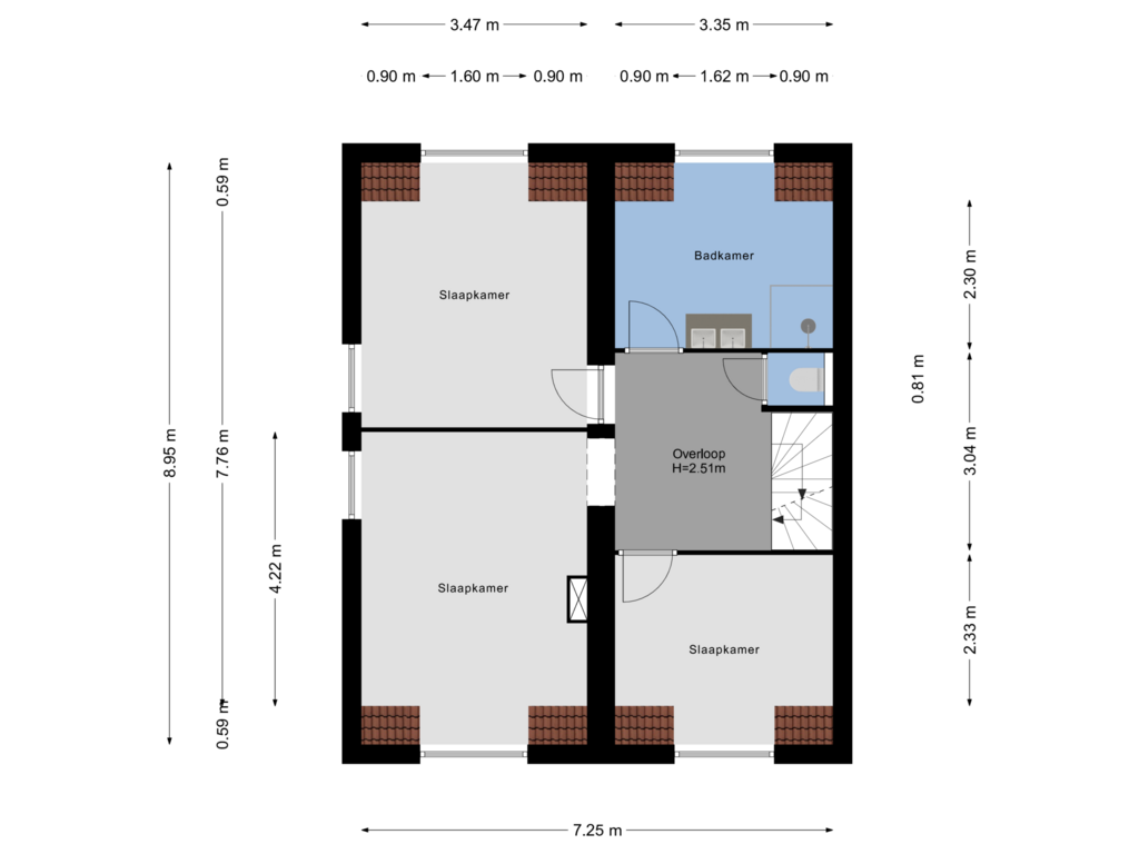 View floorplan of 2e Verdieping of Adriaen van der Doeslaan 35-B