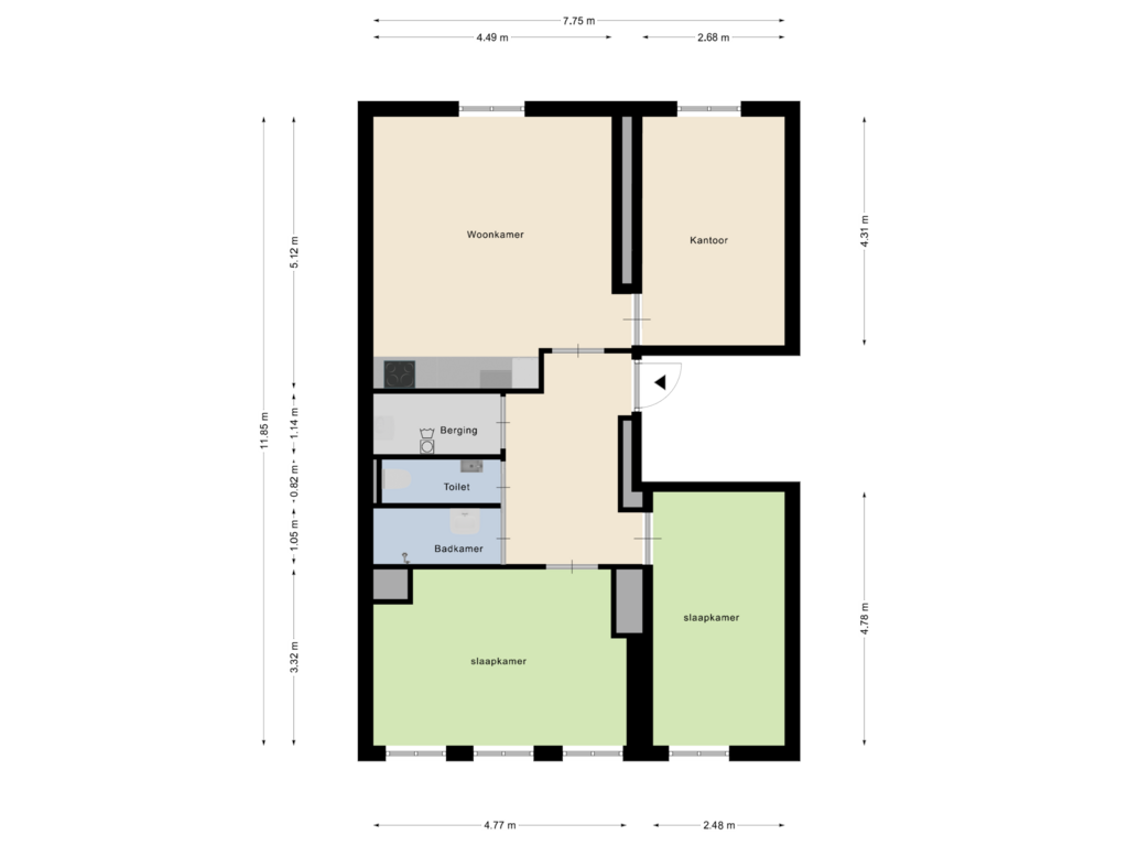 Bekijk plattegrond van Appartement van Schoenmakersstraat 13