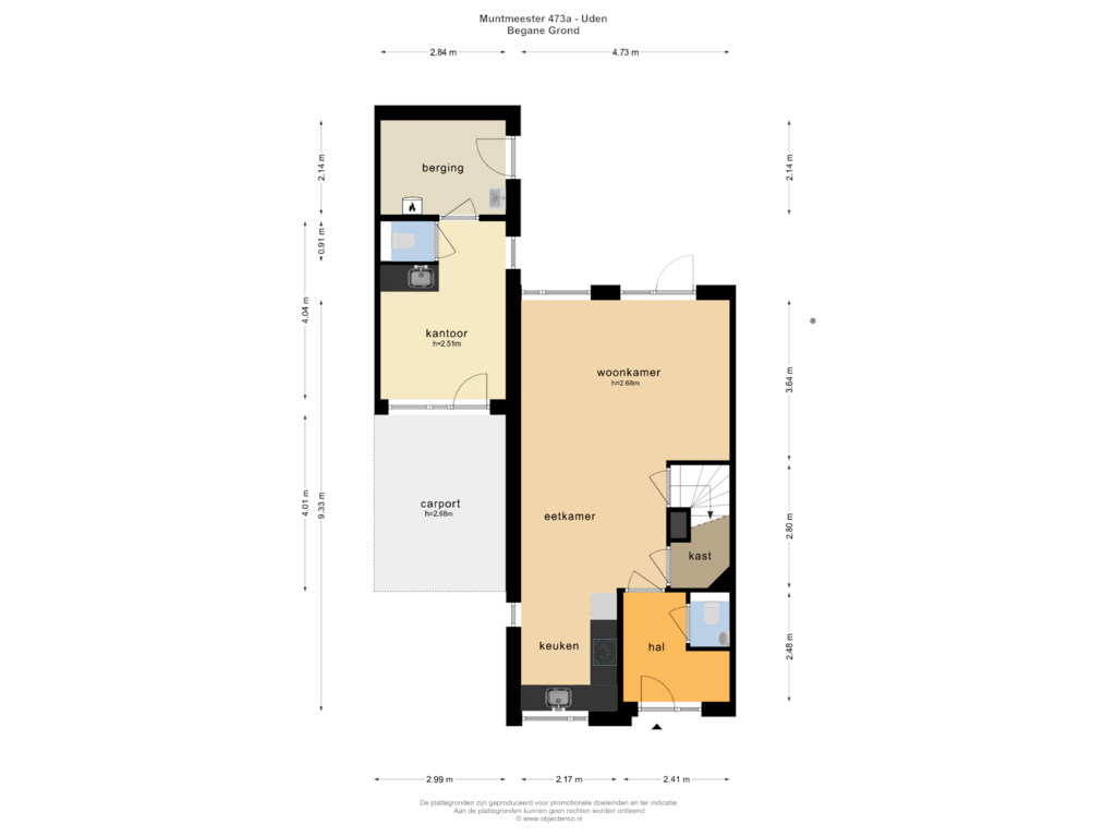 Bekijk plattegrond van Begane Grond van Muntmeester 473-A