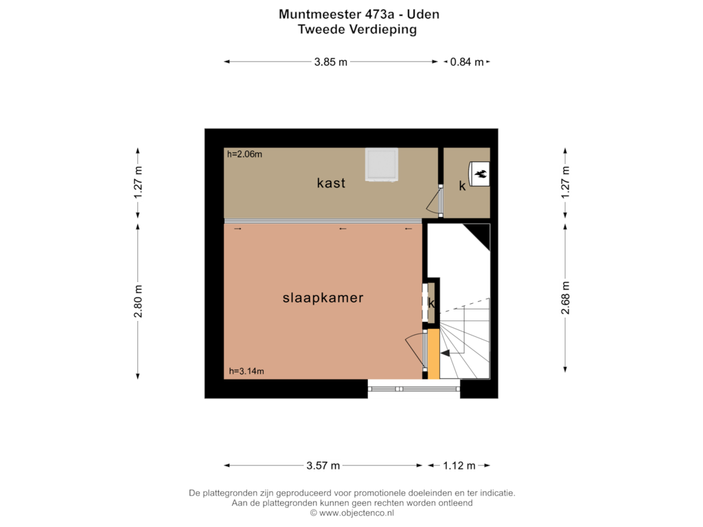 Bekijk plattegrond van Tweede Verdieping van Muntmeester 473-A