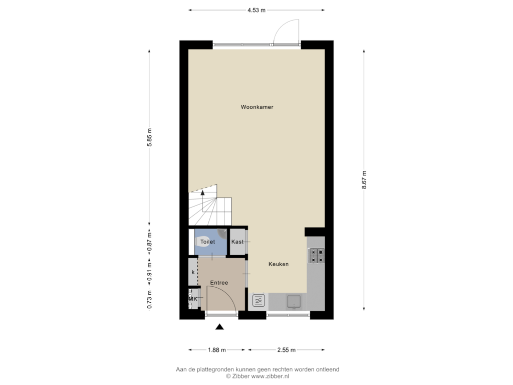 Bekijk plattegrond van Begane Grond van Middeltje 32