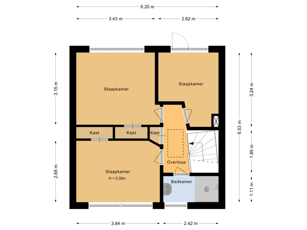 Bekijk plattegrond van Eerste verdieping van Poelsweg 25