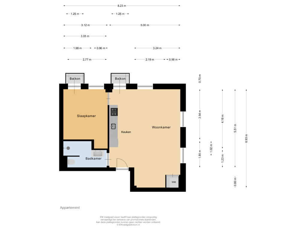 Bekijk plattegrond van Appartement van Francisco Goyastraat 5-N