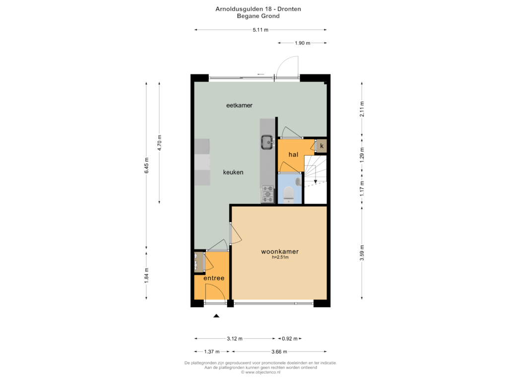 View floorplan of BEGANE GROND of Arnoldusgulden 18