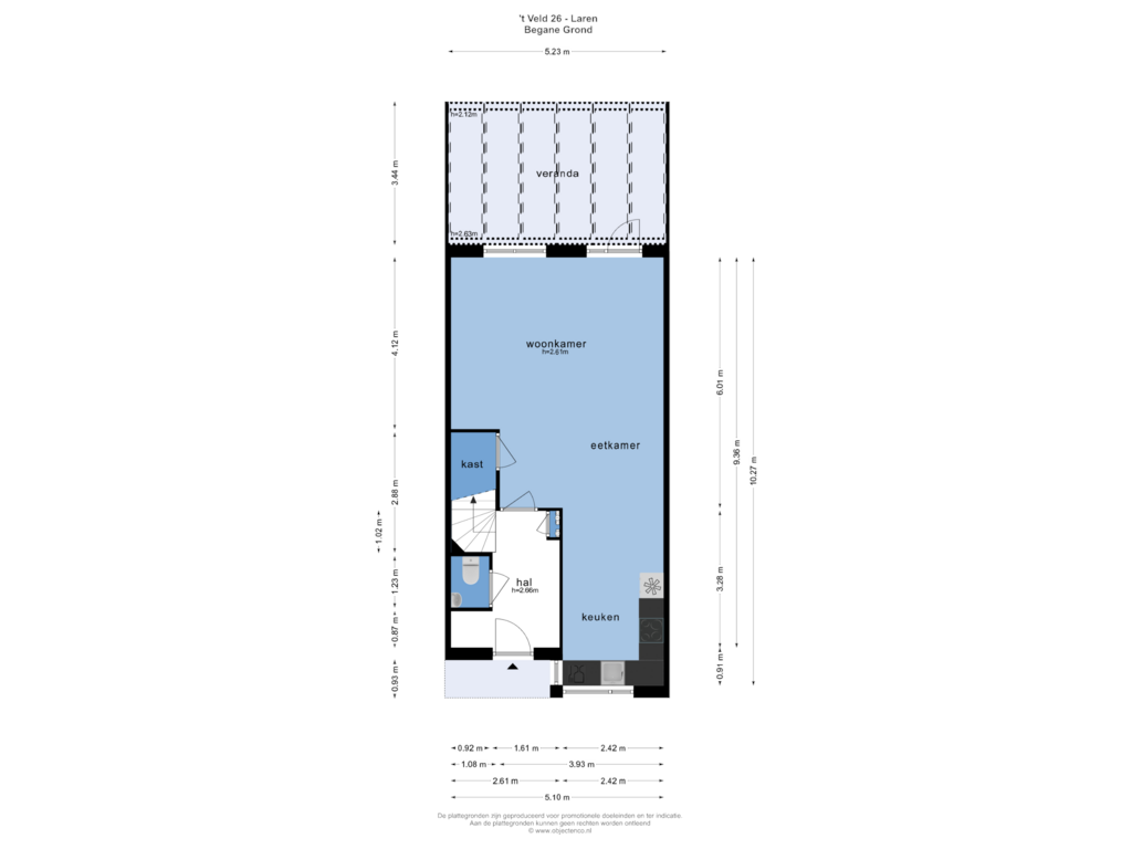 Bekijk plattegrond van BEGANE GROND van 't Veld 26