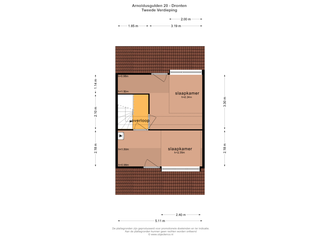 View floorplan of TWEEDE VERDIEPING of Arnoldusgulden 20