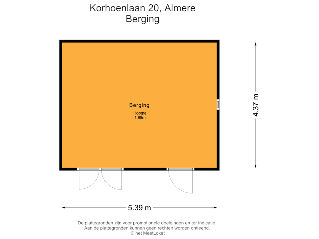 Bekijk plattegrond van Berging van Korhoenlaan 20