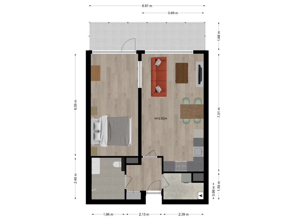 Bekijk plattegrond van Appartement van Tolhuis 6622